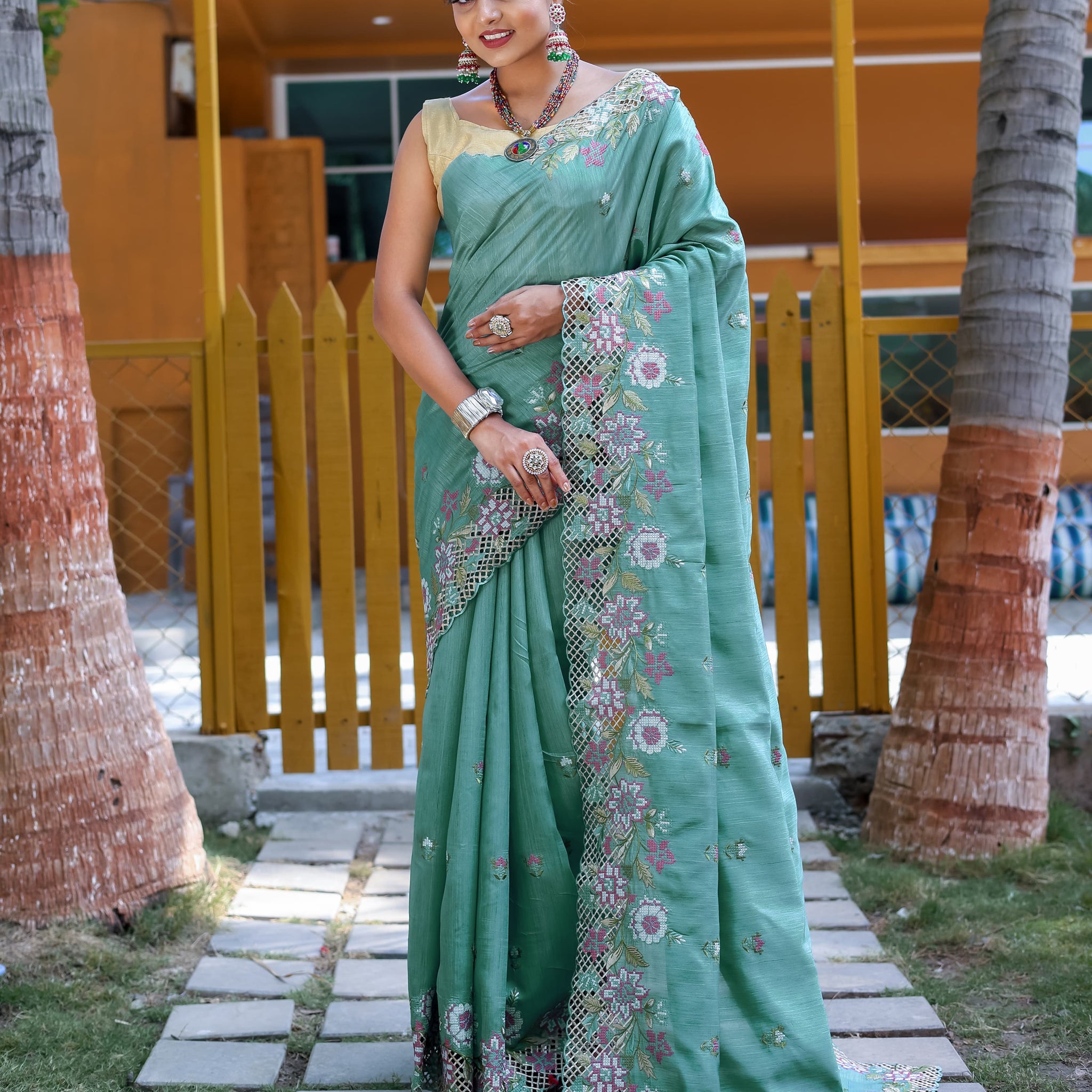 Beautiful Designer Apeksha Pure Marks Silk Cut Work Saree