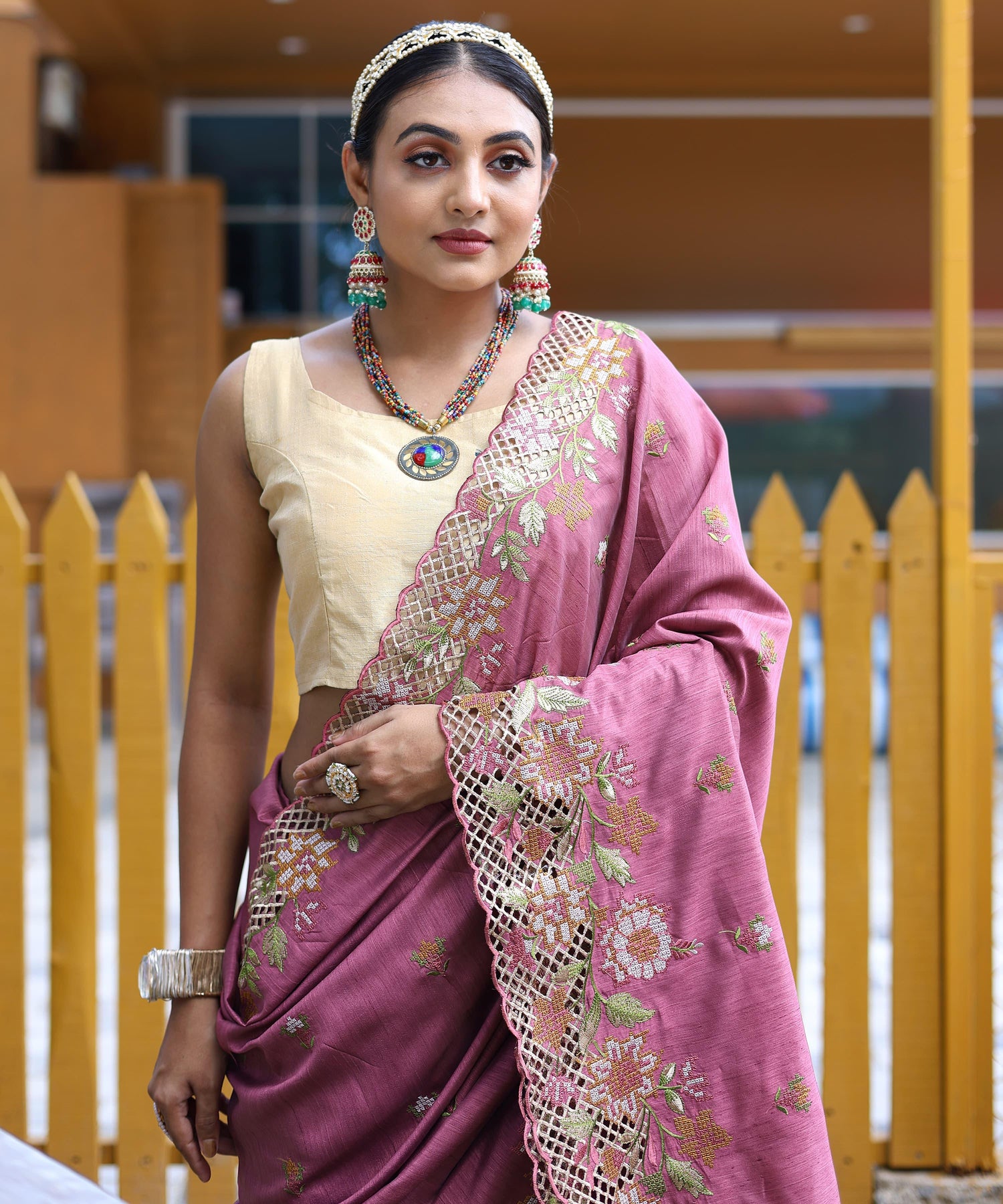 Beautiful Designer Apeksha Pure Marks Silk Cut Work Saree