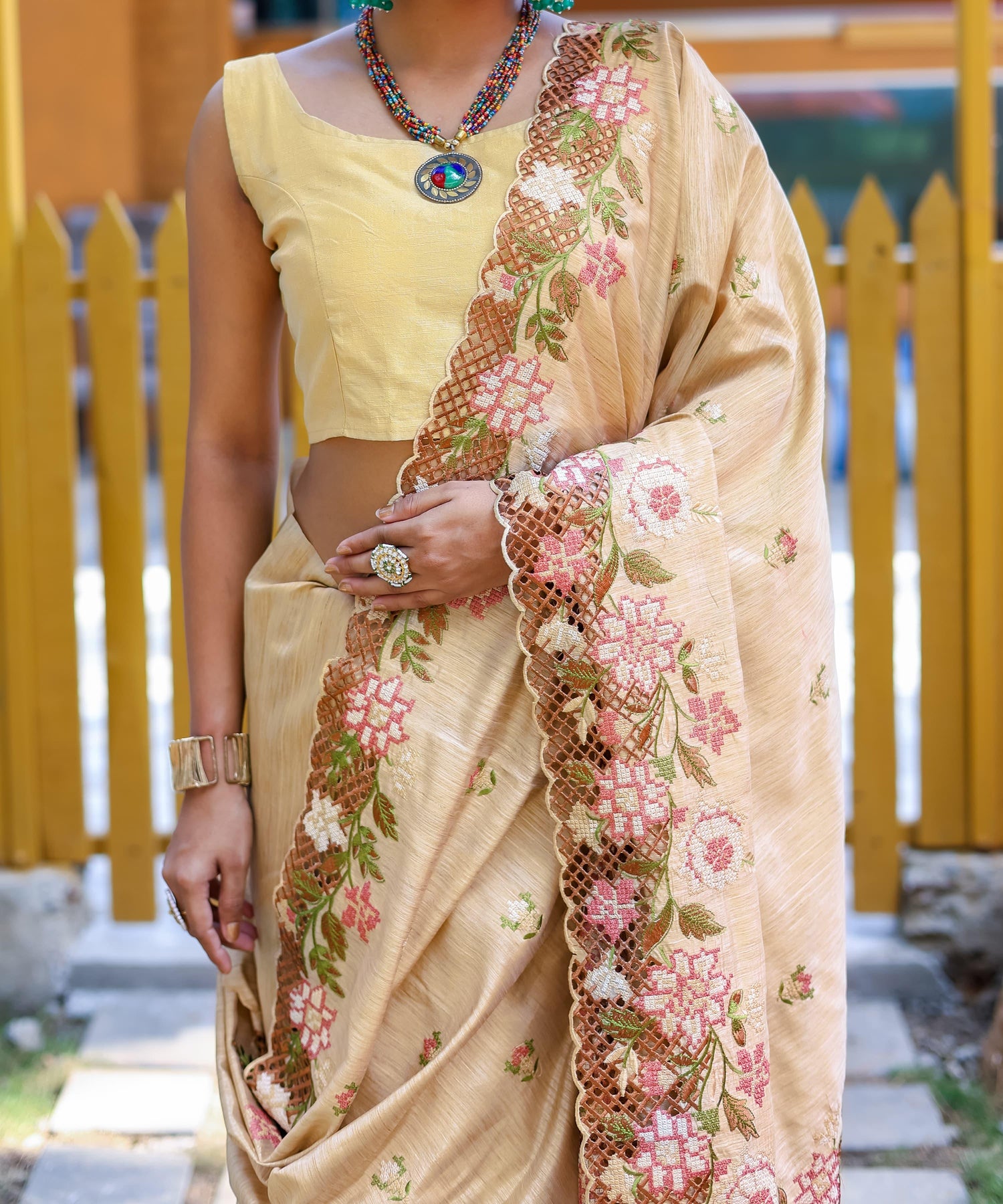 Beautiful Designer Apeksha Pure Marks Silk Cut Work Saree
