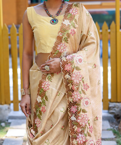 Beautiful Designer Apeksha Pure Marks Silk Cut Work Saree
