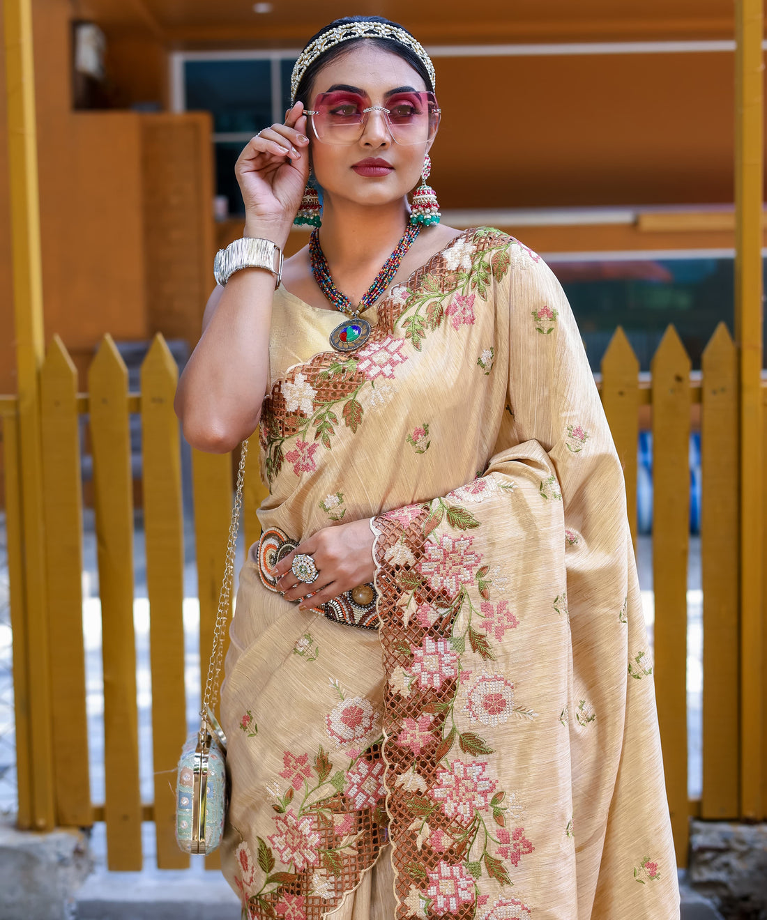 Beautiful Designer Apeksha Pure Marks Silk Cut Work Saree