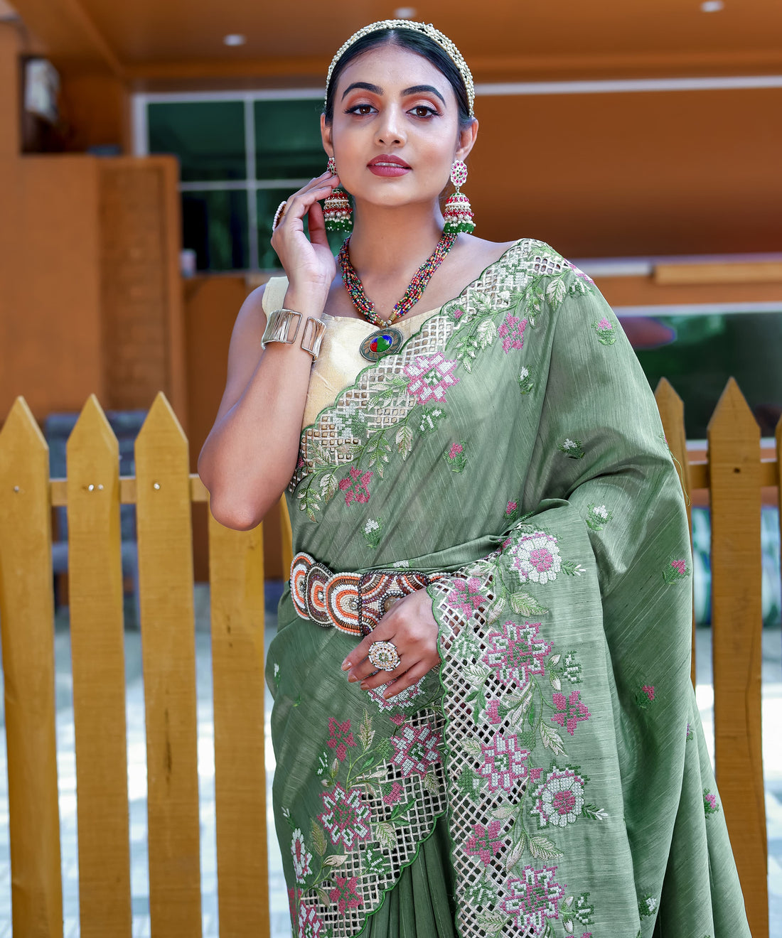 Beautiful Designer Apeksha Pure Marks Silk Cut Work Saree