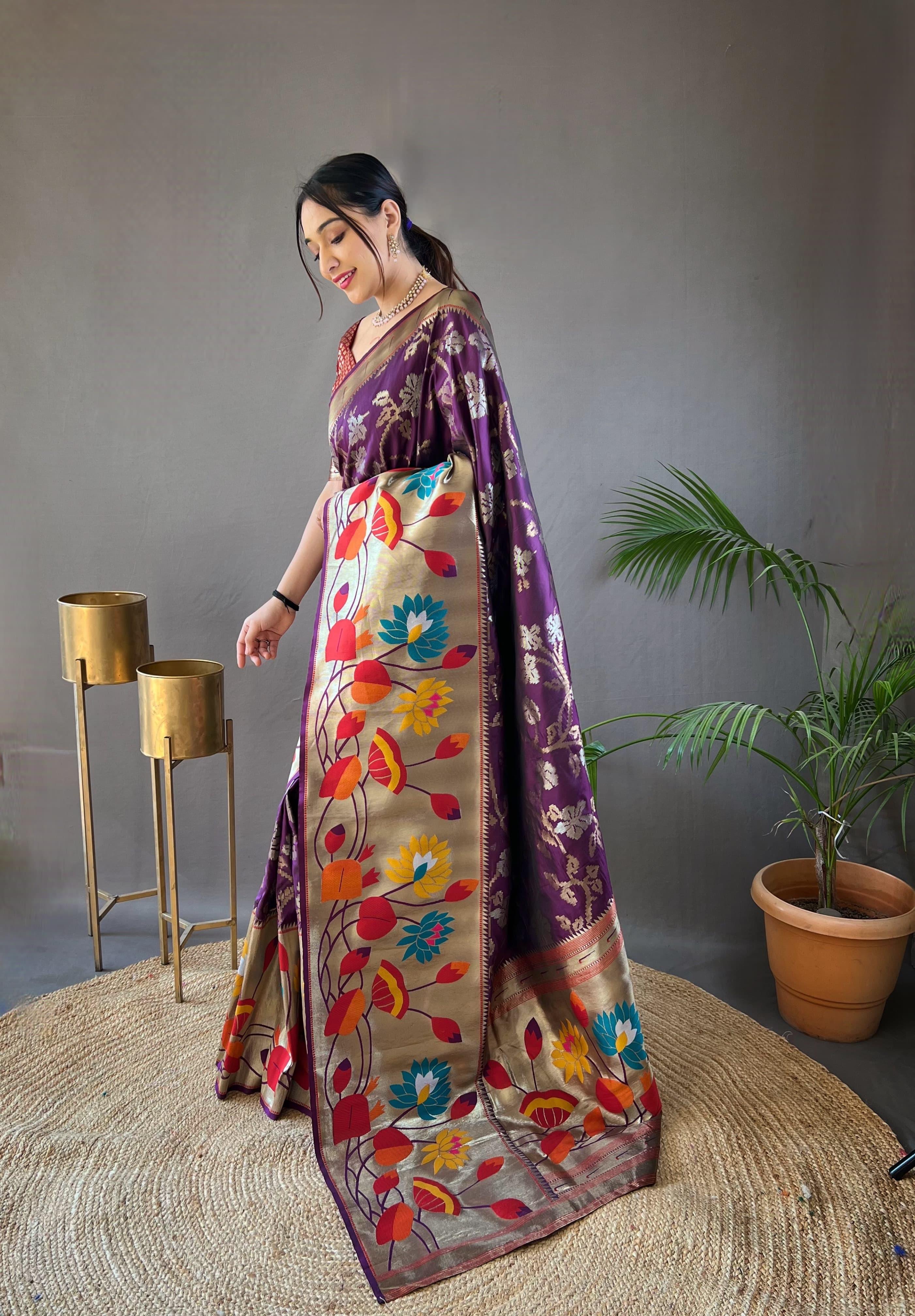 Beautiful Designer Geeta Pure Soft Paithani Silk Saree