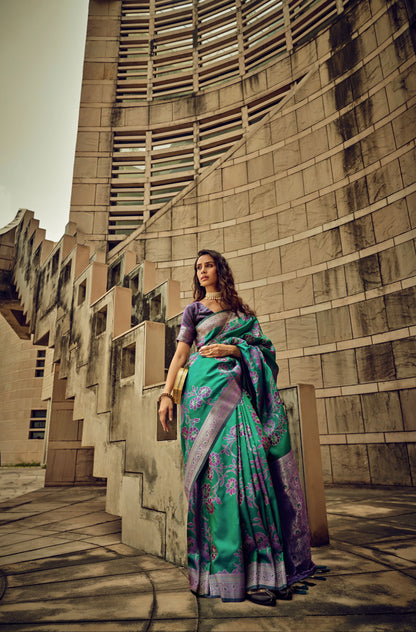 Beautiful Designer Festival Wear Satin Silk Brasso Saree