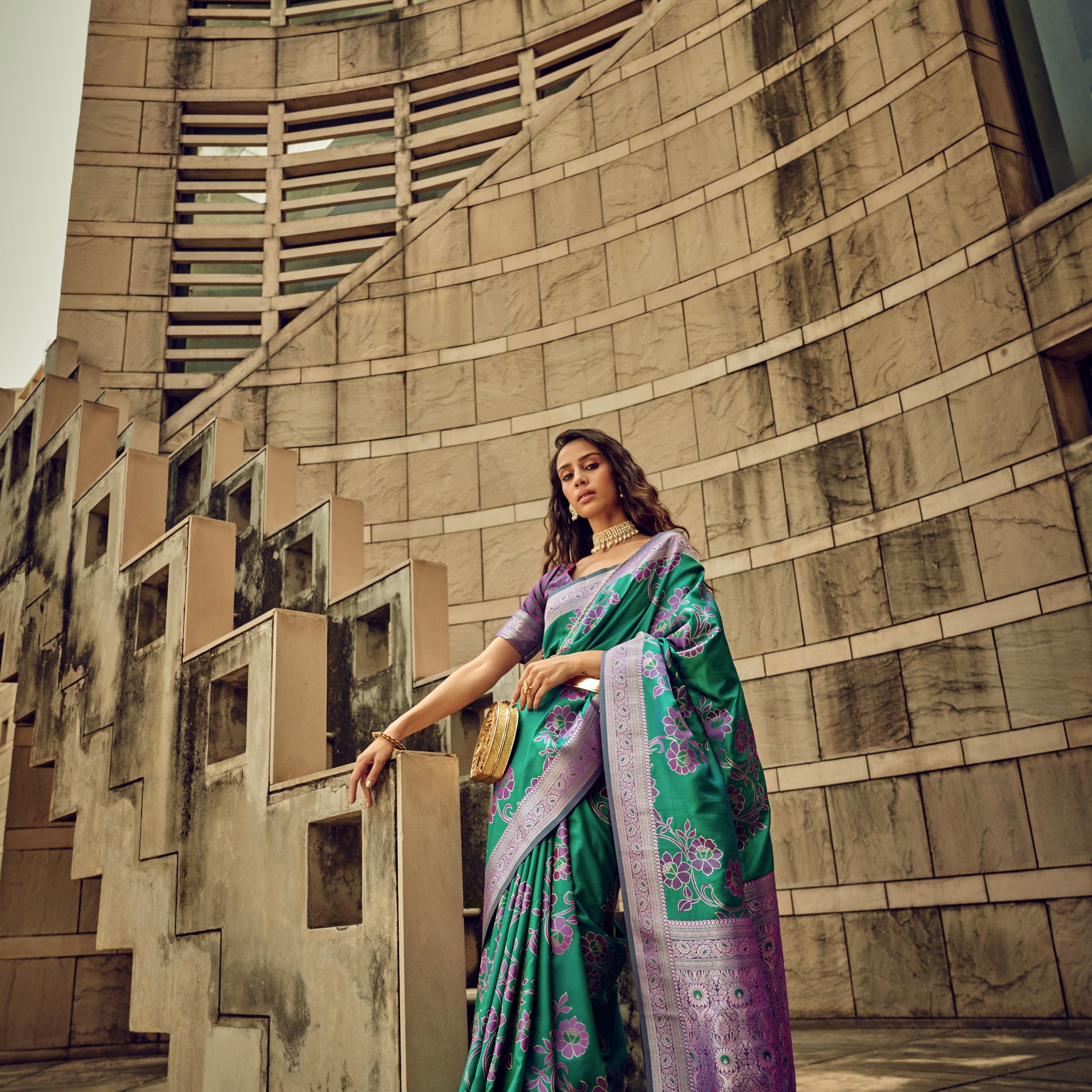 Beautiful Designer Festival Wear Satin Silk Brasso Saree