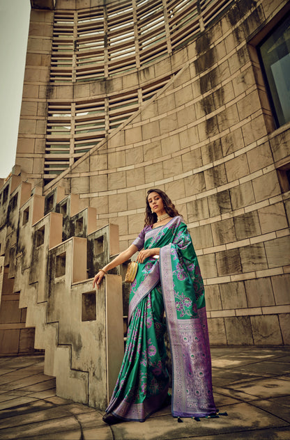 Beautiful Designer Festival Wear Satin Silk Brasso Saree