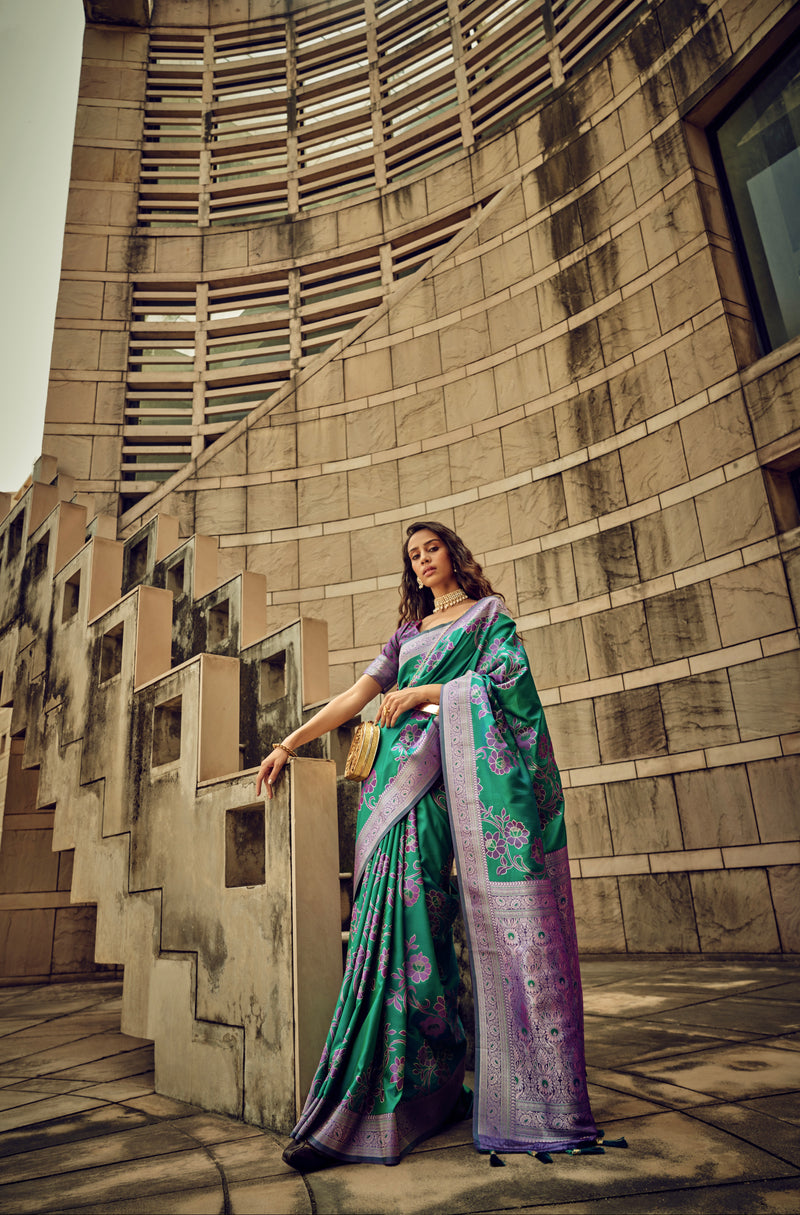 Beautiful Designer Festival Wear Satin Silk Brasso Saree