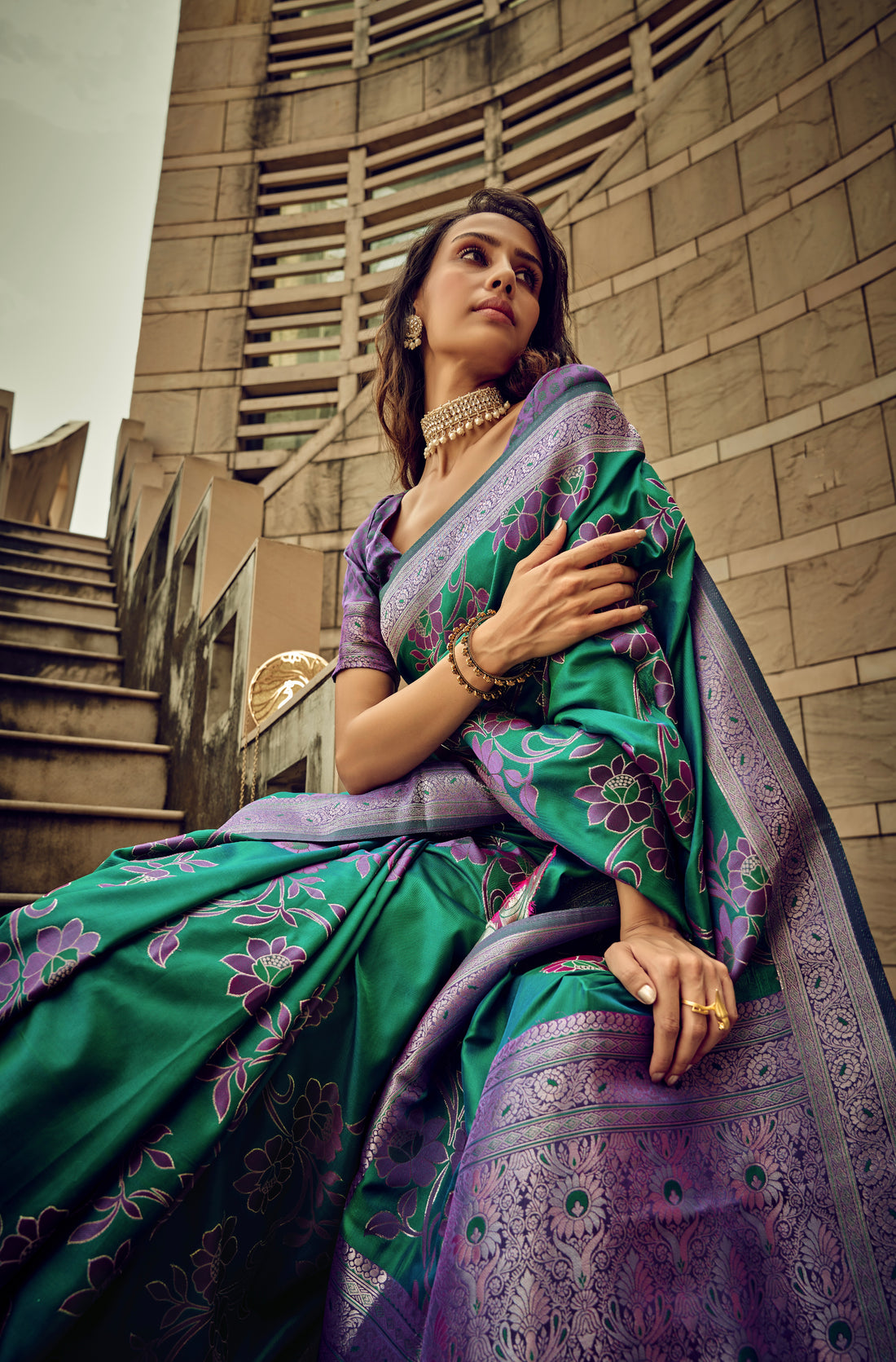 Beautiful Designer Festival Wear Satin Silk Brasso Saree