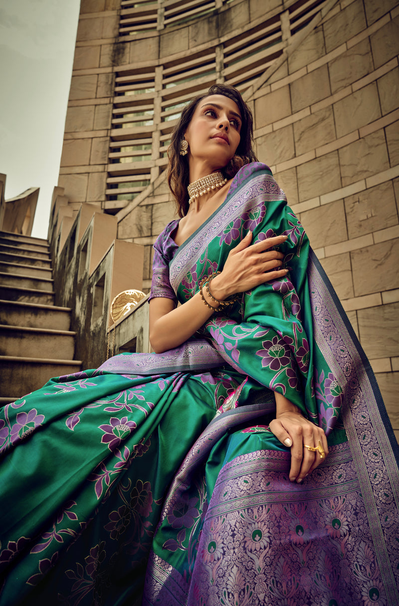 Beautiful Designer Festival Wear Satin Silk Brasso Saree