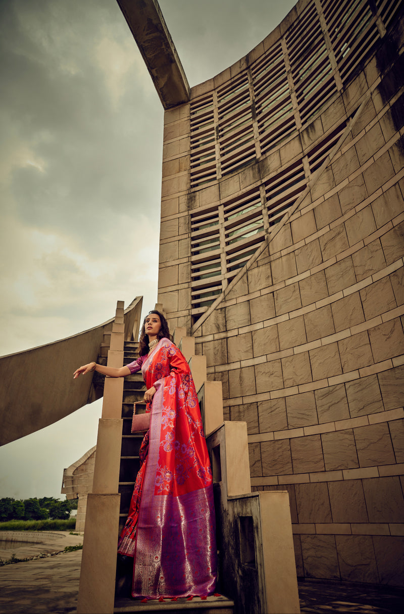 Beautiful Designer Festival Wear Satin Silk Brasso Saree