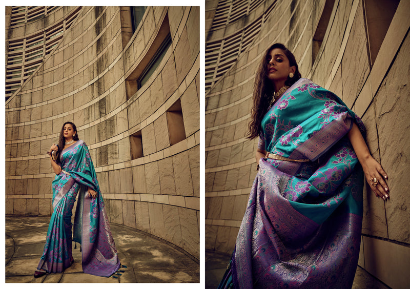 Beautiful Designer Festival Wear Satin Silk Brasso Saree