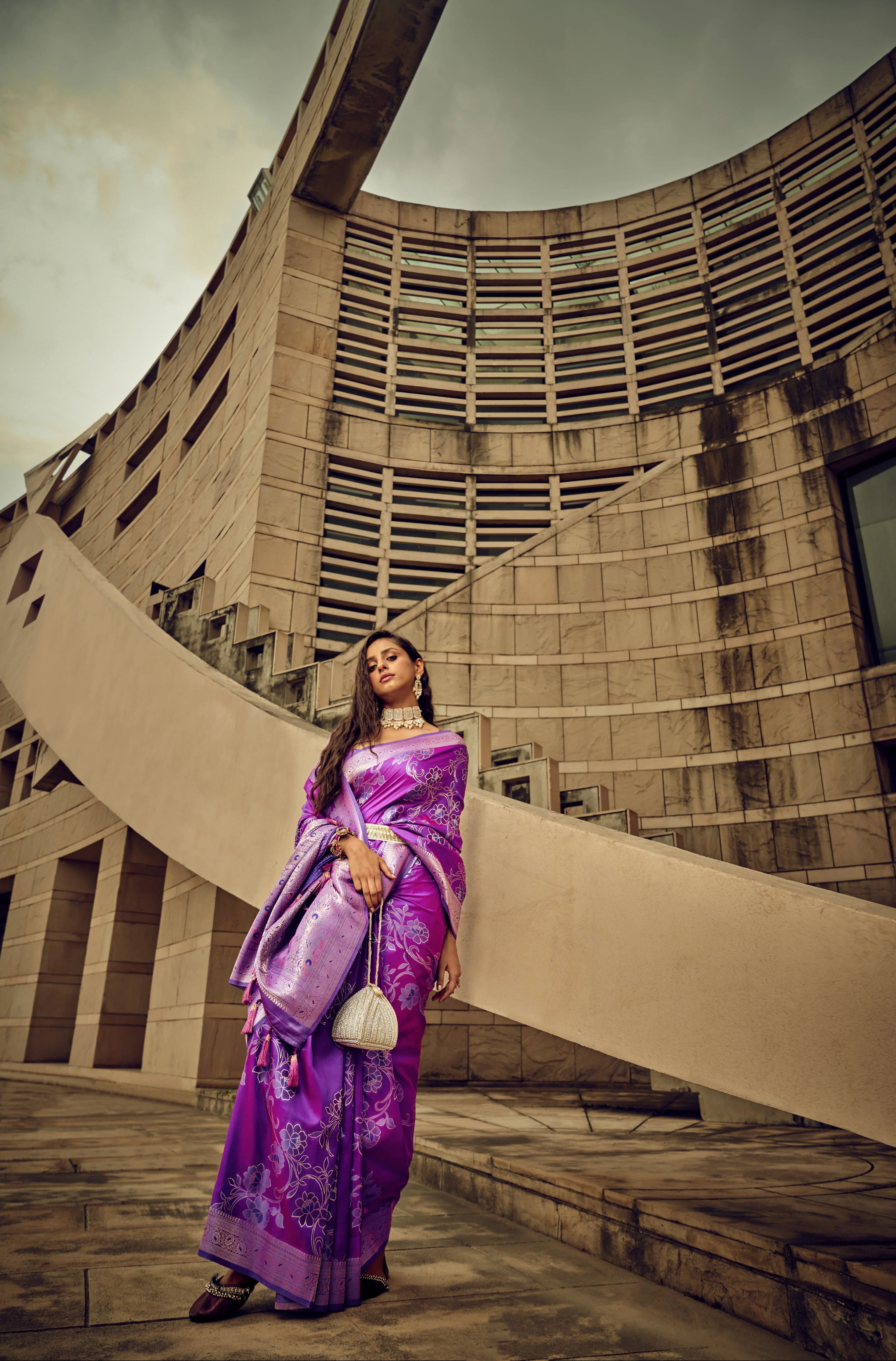 Beautiful Designer Festival Wear Satin Silk Brasso Saree