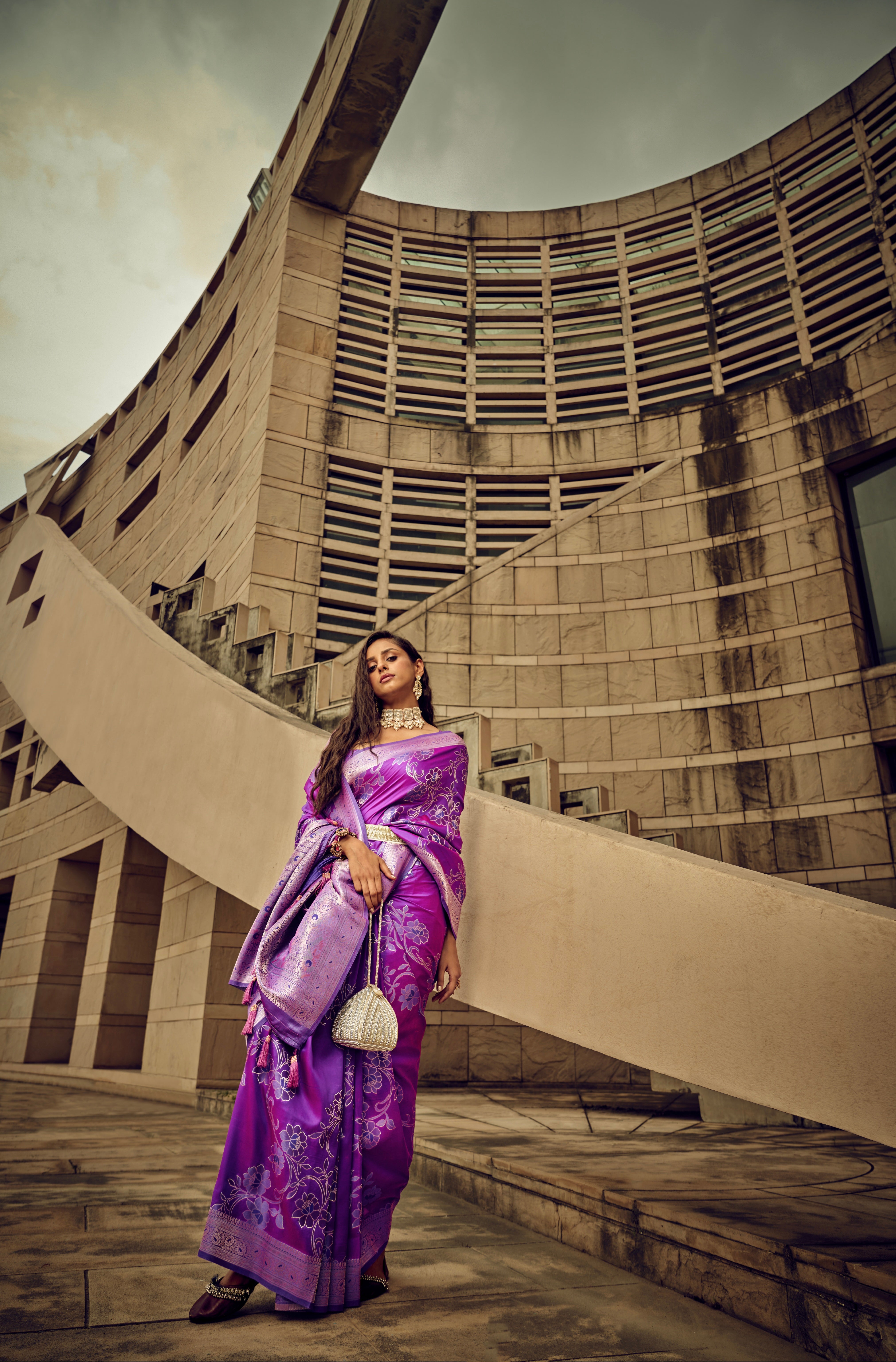 Beautiful Designer Festival Wear Satin Silk Brasso Saree