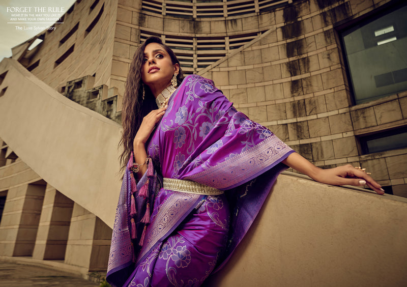 Beautiful Designer Festival Wear Satin Silk Brasso Saree