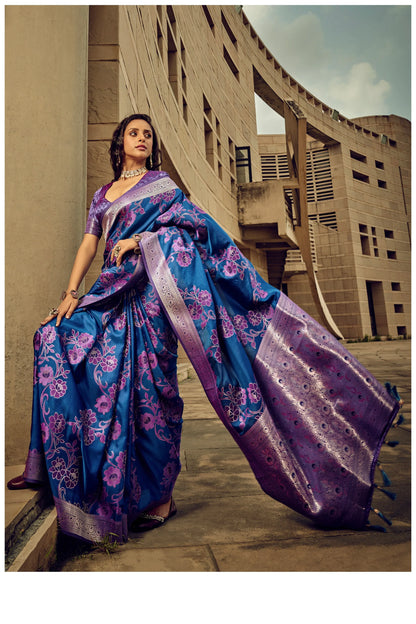 Beautiful Designer Festival Wear Satin Silk Brasso Saree