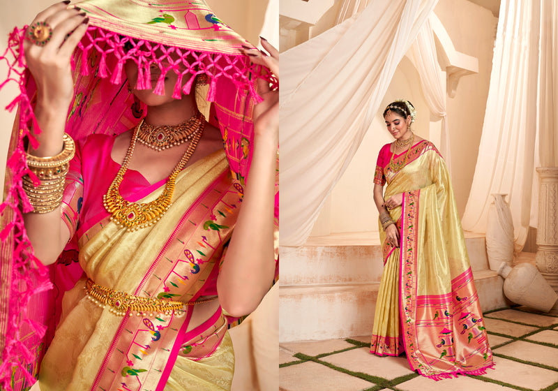 Beautiful Designer Wedding Wear Latest Soft Tissue Silk Saree