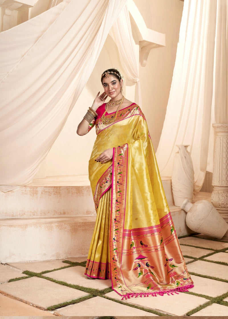 Beautiful Designer Wedding Wear Latest Soft Tissue Silk Saree