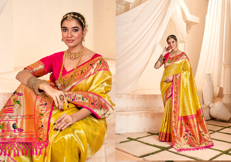 Beautiful Designer Wedding Wear Latest Soft Tissue Silk Saree