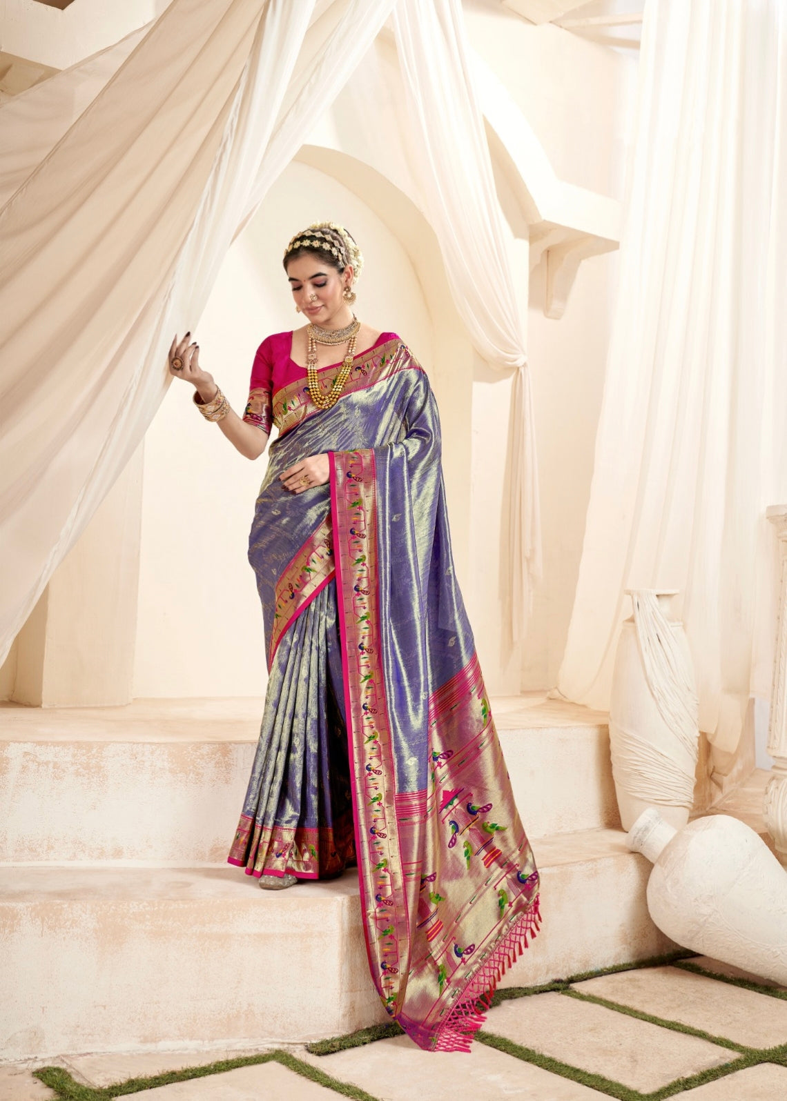 Beautiful Designer Wedding Wear Latest Soft Tissue Silk Saree