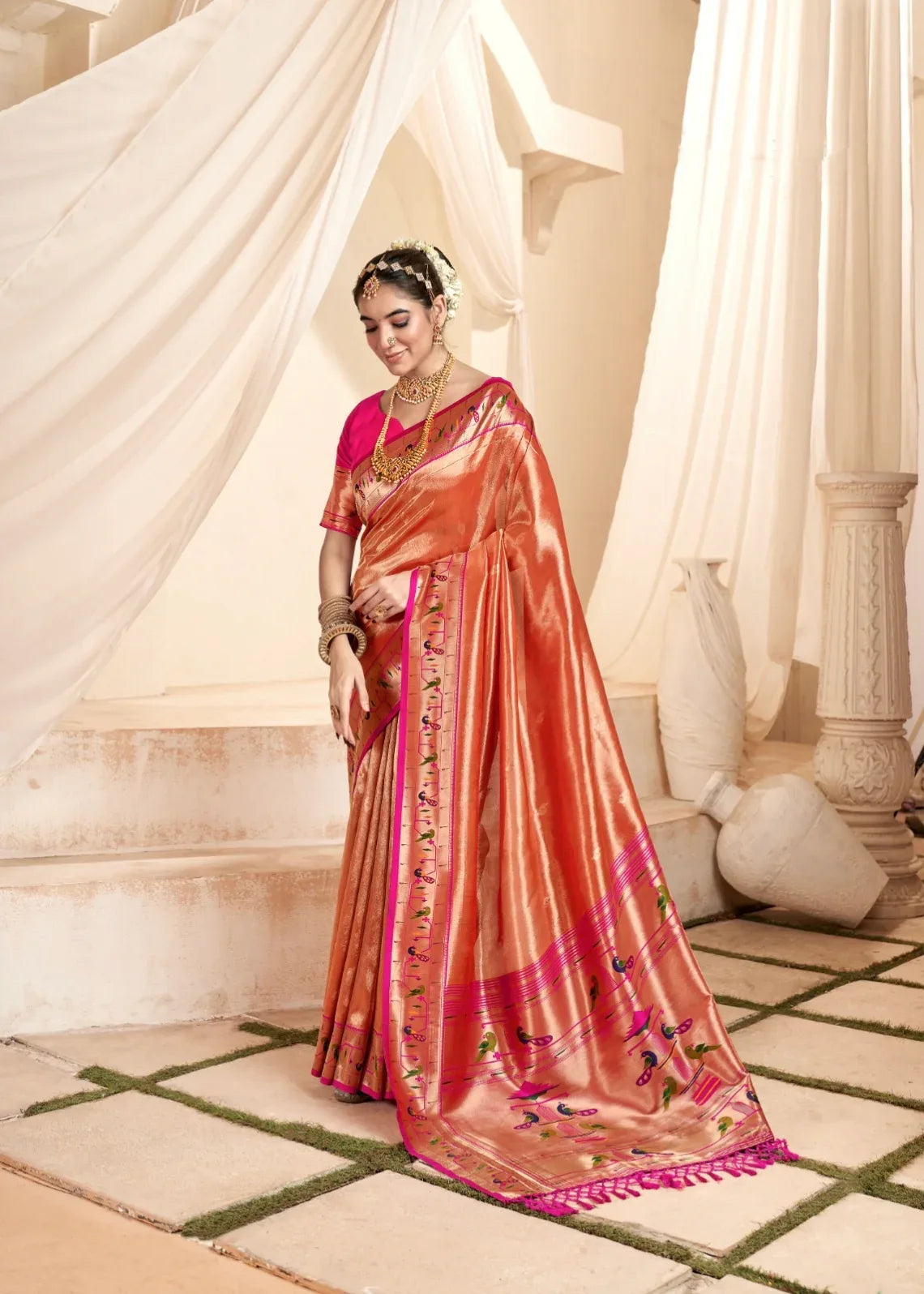 Beautiful Designer Wedding Wear Latest Soft Tissue Silk Saree