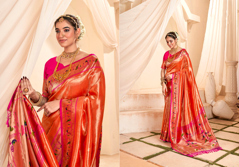 Beautiful Designer Wedding Wear Latest Soft Tissue Silk Saree