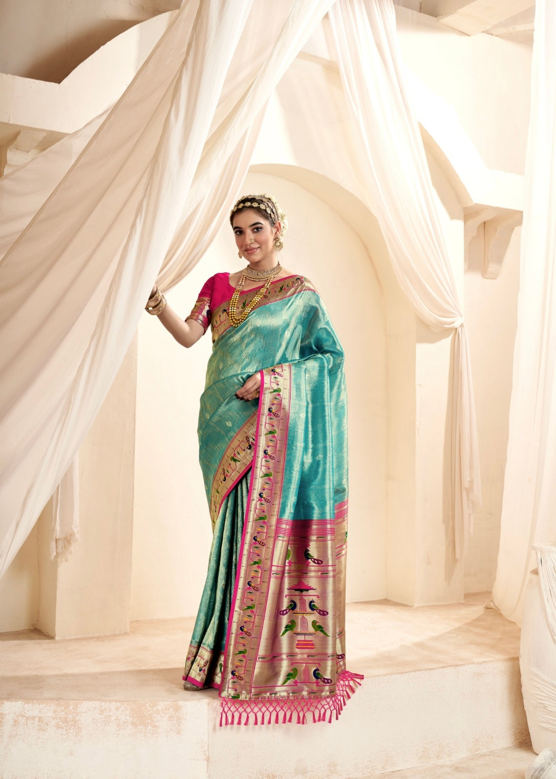 Beautiful Designer Wedding Wear Latest Soft Tissue Silk Saree