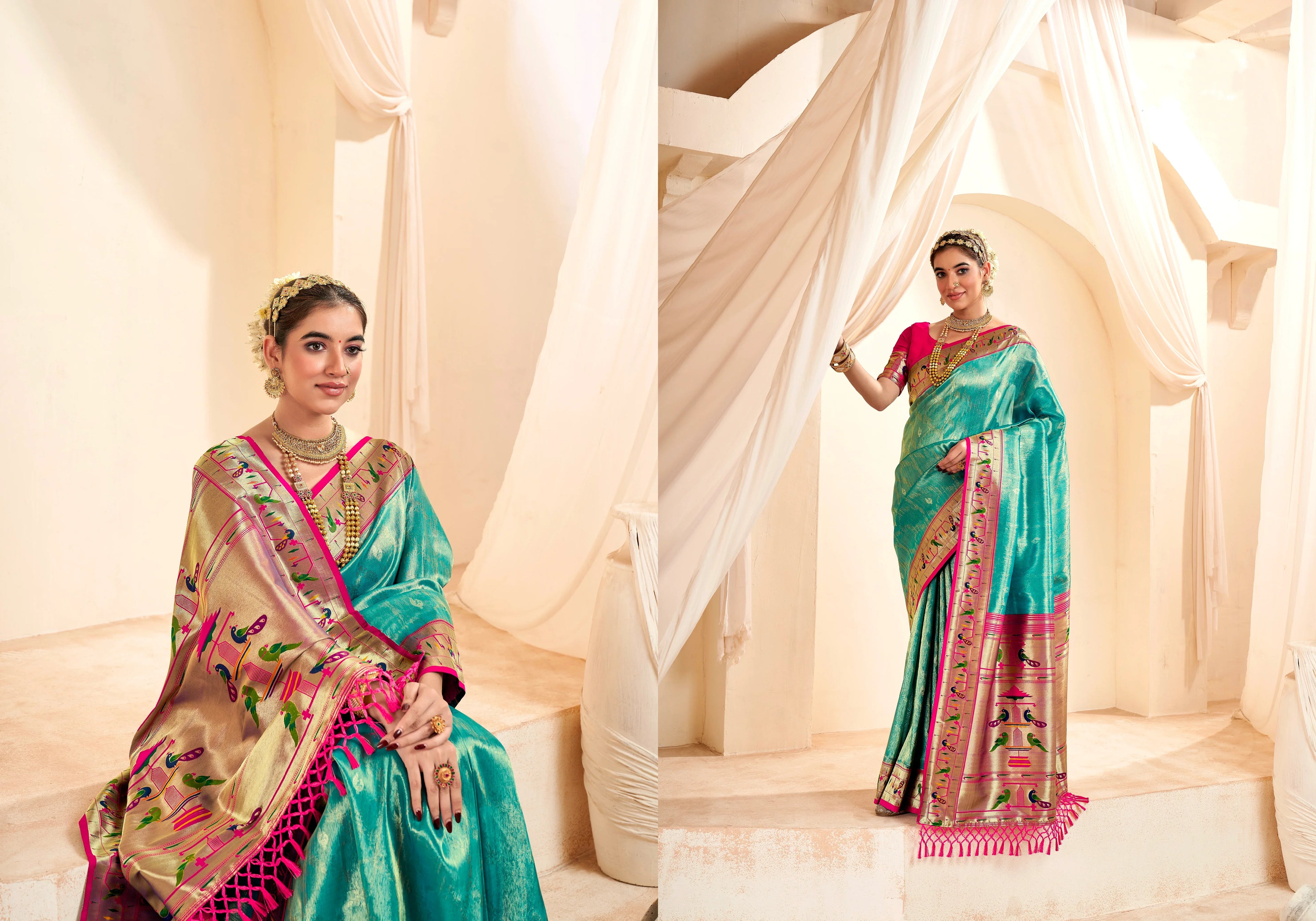 Beautiful Designer Wedding Wear Latest Soft Tissue Silk Saree
