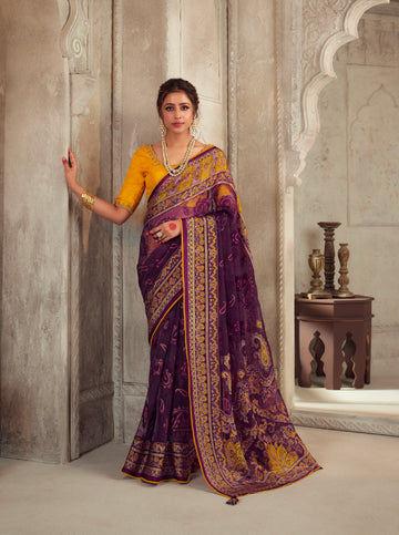 Beautiful Designer Wedding Wear Latest Soft Brasso Organza Saree