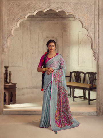 Beautiful Designer Wedding Wear Latest Soft Brasso Organza Saree