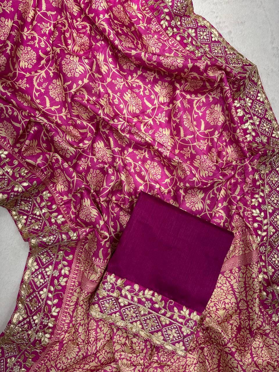 Beautiful Designer Heavy Vichitra Silk Bandhani Print Sequence Saree