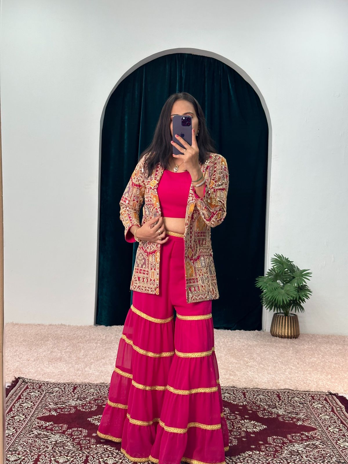 Beautiful Designer 3 Pc Indo Western Sharara Plazzo