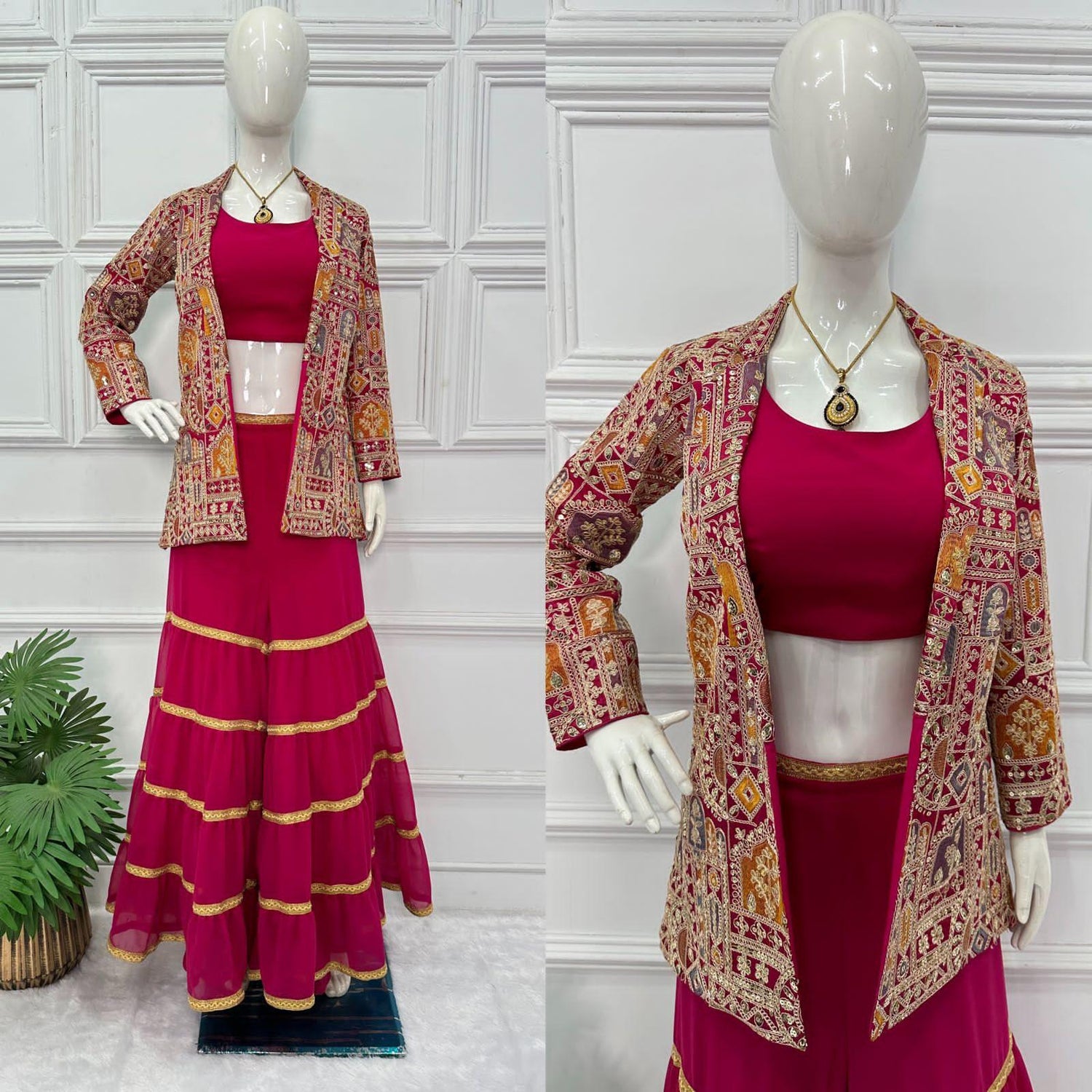 Beautiful Designer 3 Pc Indo Western Sharara Plazzo
