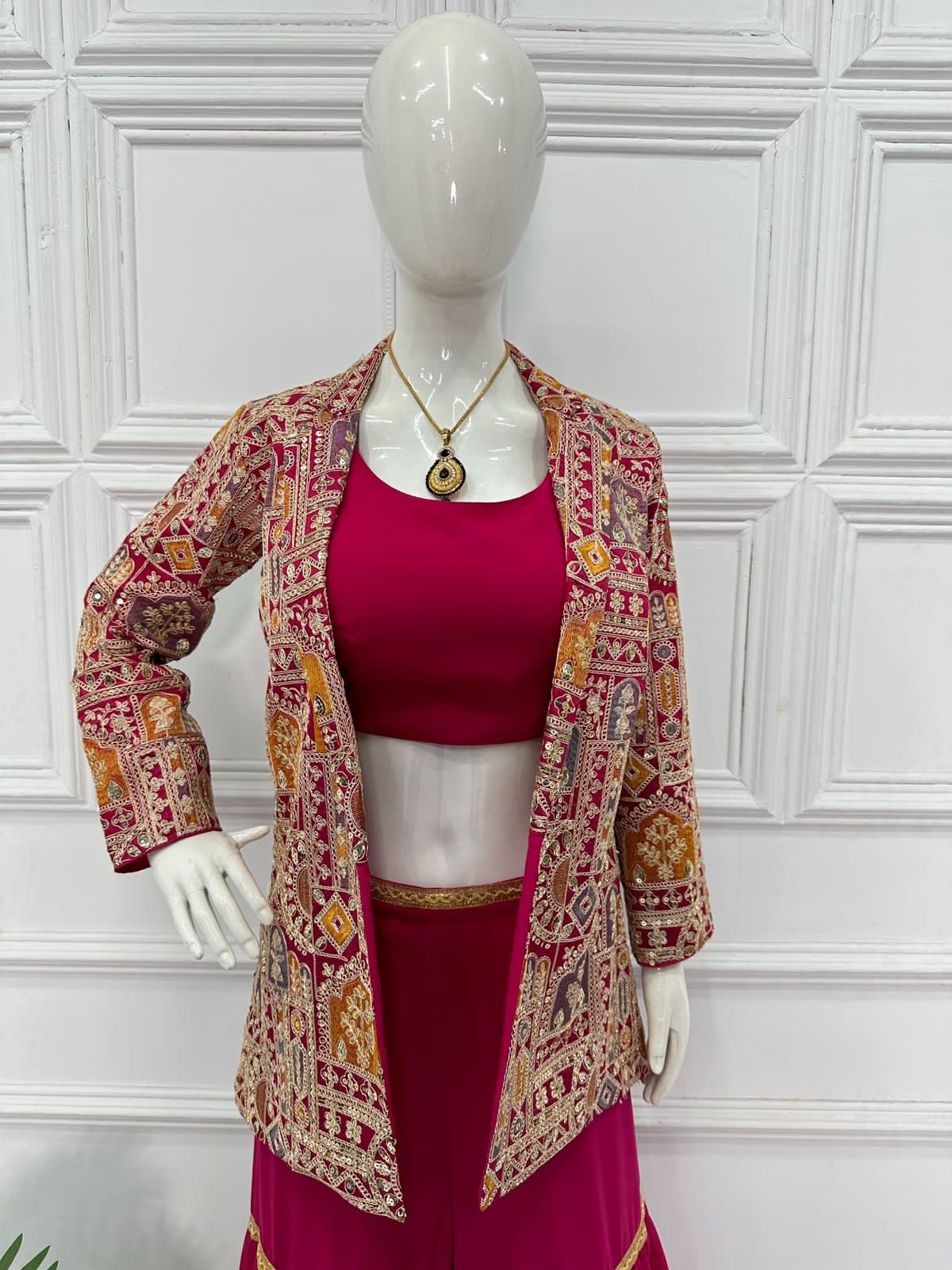 Beautiful Designer 3 Pc Indo Western Sharara Plazzo