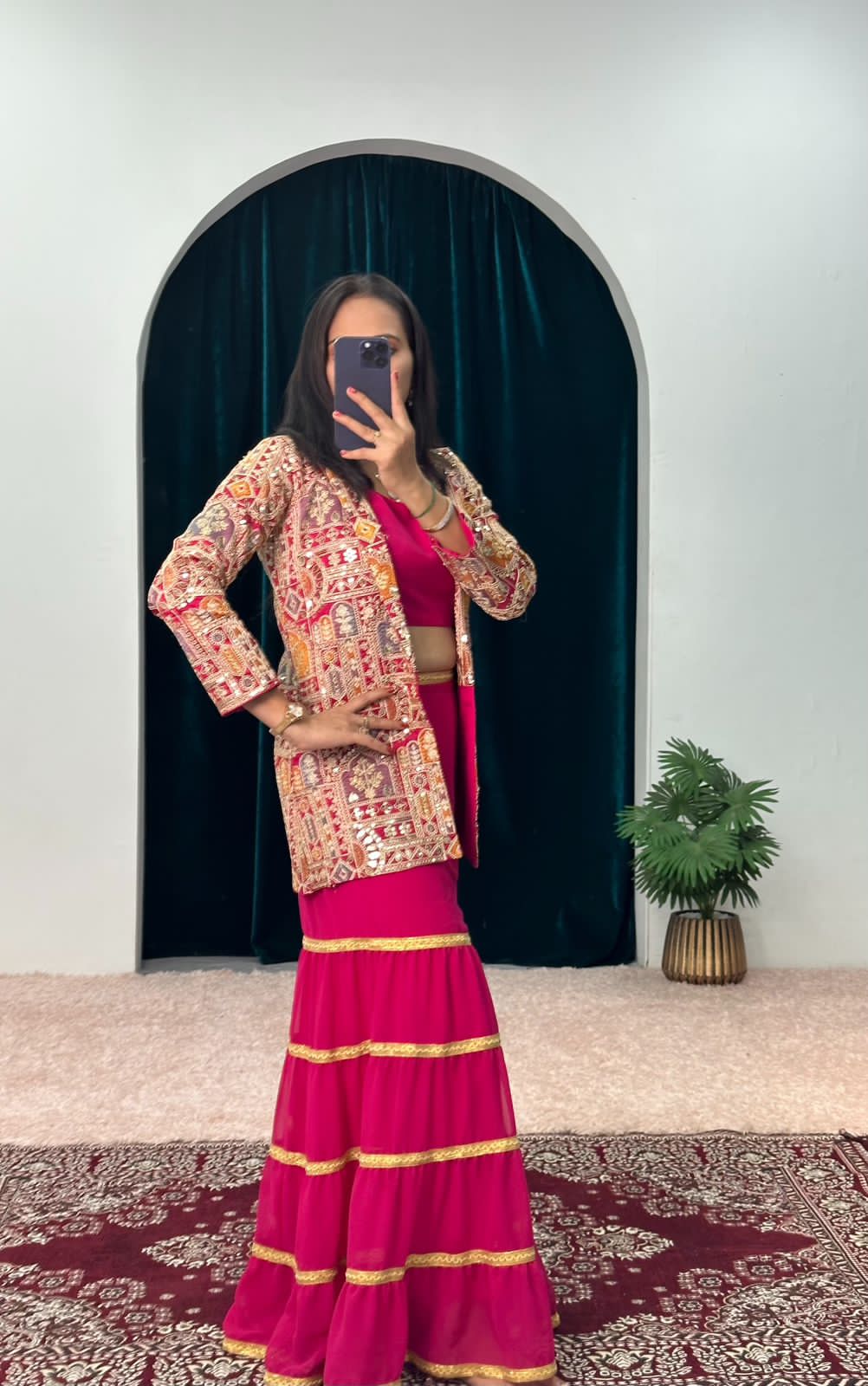 Beautiful Designer 3 Pc Indo Western Sharara Plazzo