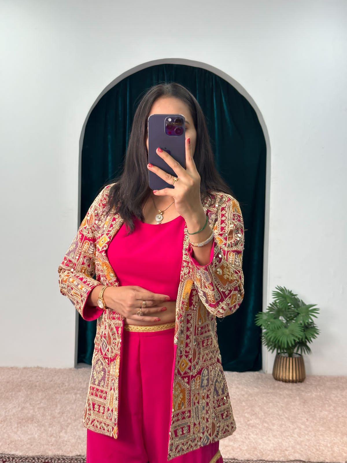 Beautiful Designer 3 Pc Indo Western Sharara Plazzo