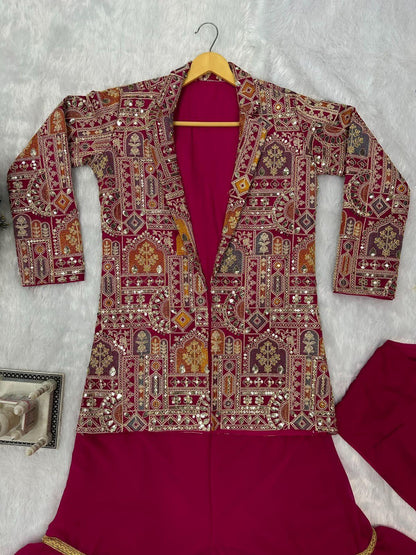 Beautiful Designer 3 Pc Indo Western Sharara Plazzo