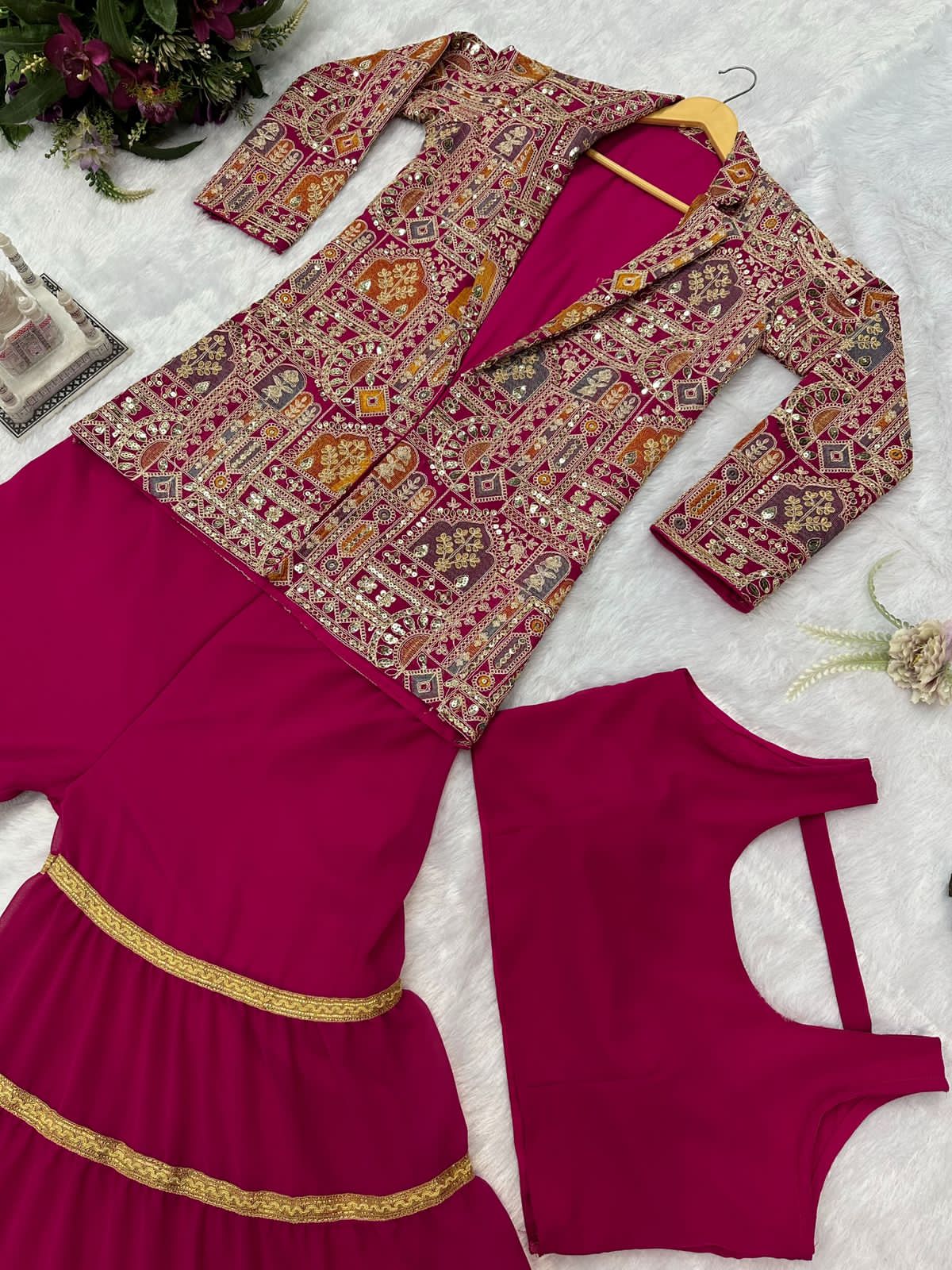 Beautiful Designer 3 Pc Indo Western Sharara Plazzo