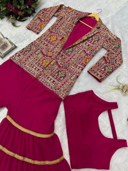 Beautiful Designer 3 Pc Indo Western Sharara Plazzo