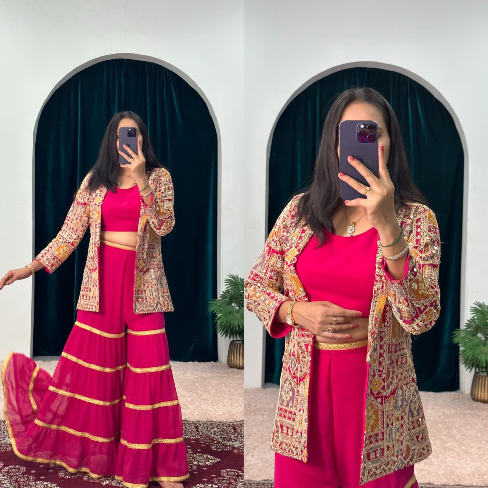 Beautiful Designer 3 Pc Indo Western Sharara Plazzo