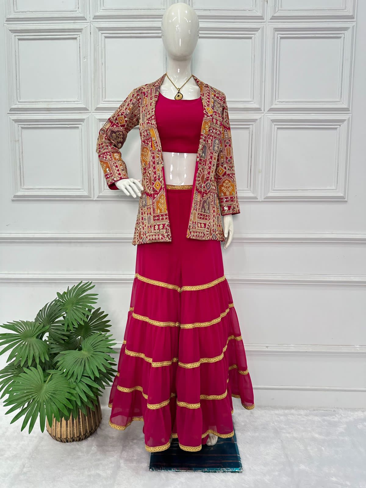 Beautiful Designer 3 Pc Indo Western Sharara Plazzo