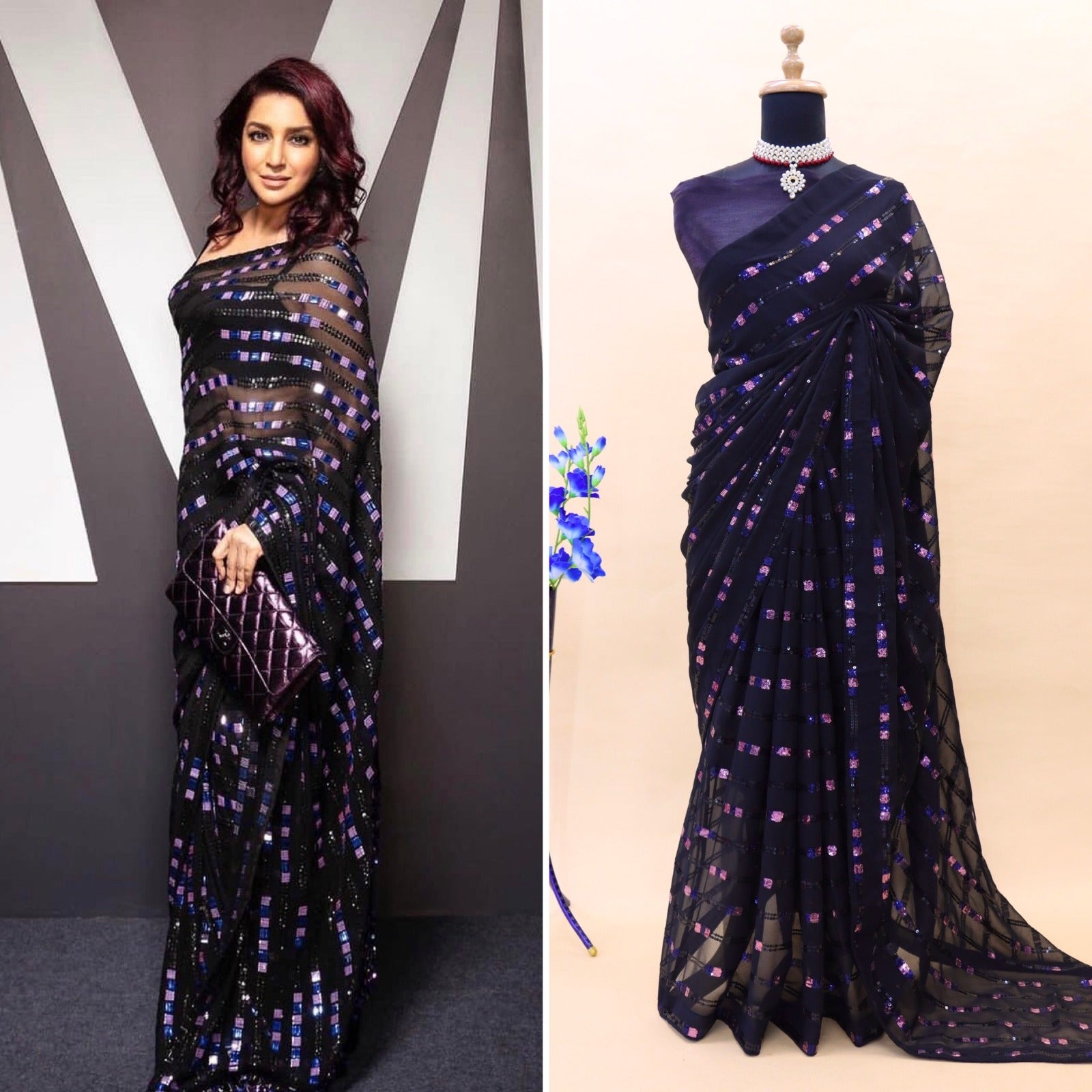 Beautiful Designer Soft Georgette Silk Sequanc Saree