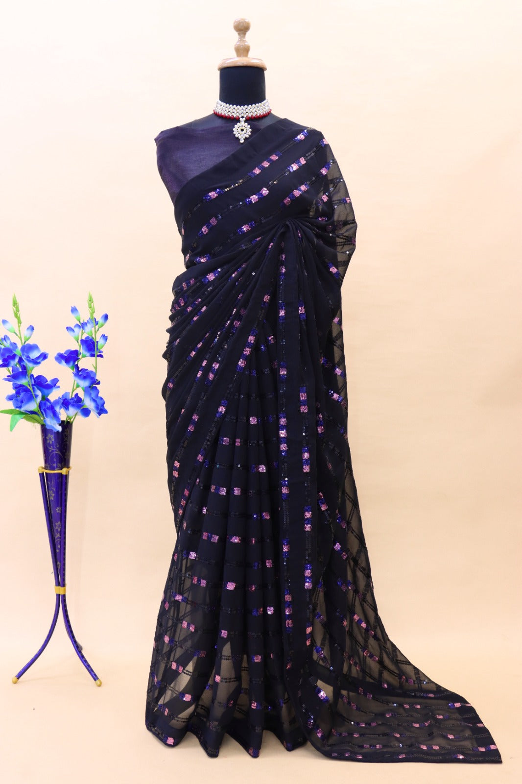 Beautiful Designer Soft Georgette Silk Sequanc Saree