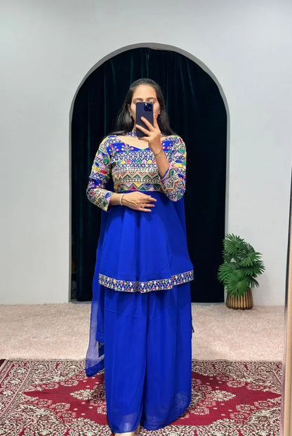 Beautiful Designer 3 Pc Indo Western Sharara Plazzo