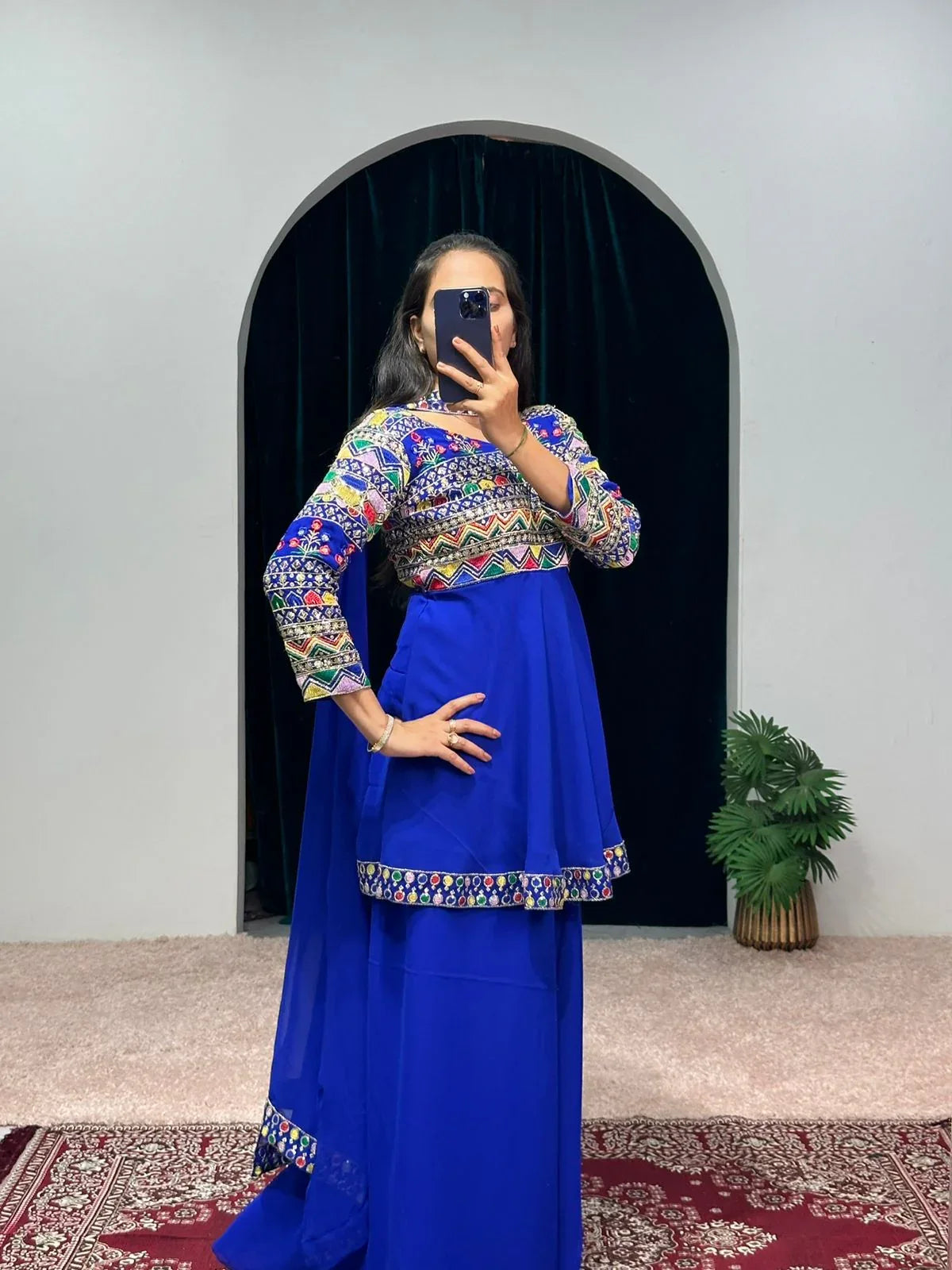Beautiful Designer 3 Pc Indo Western Sharara Plazzo