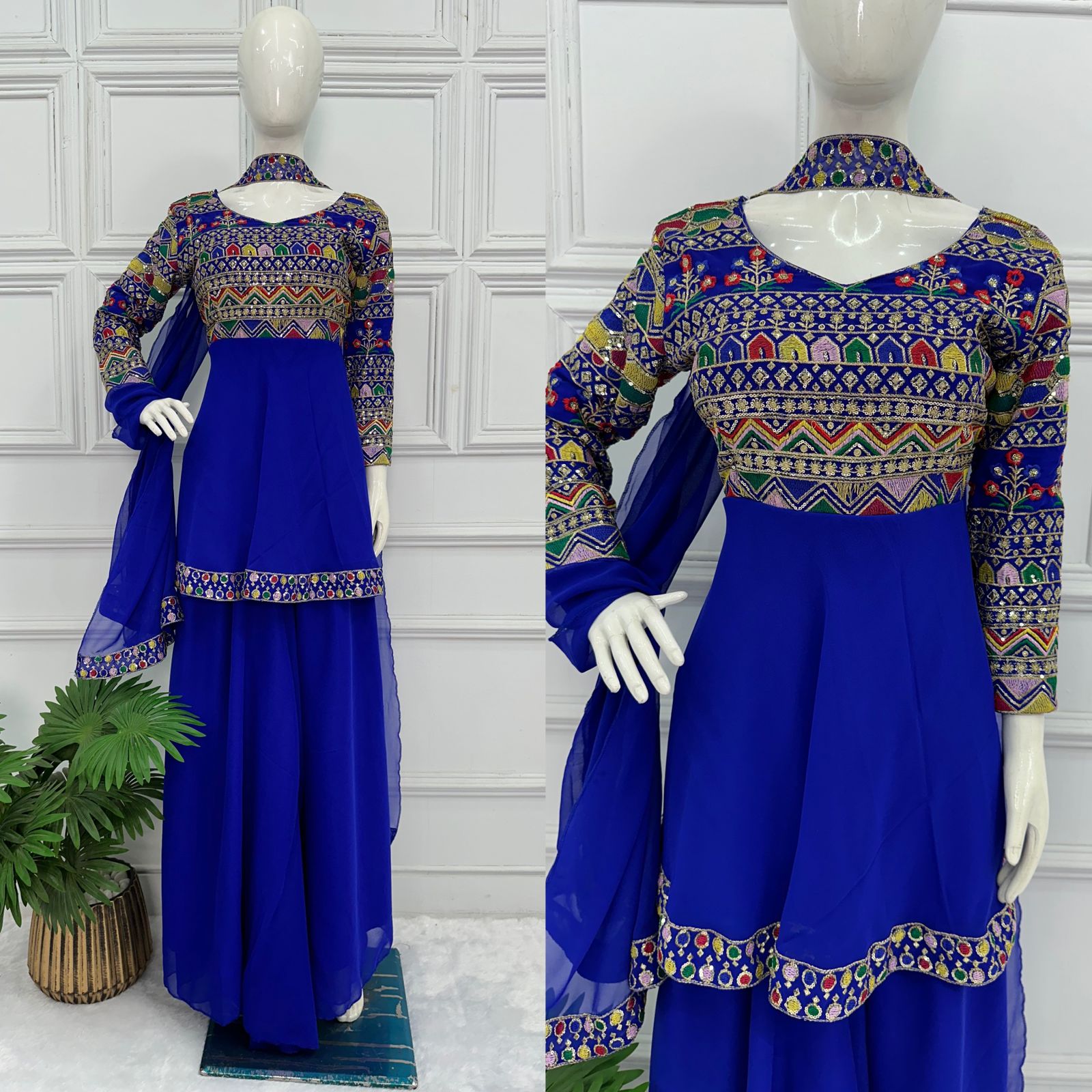 Beautiful Designer 3 Pc Indo Western Sharara Plazzo