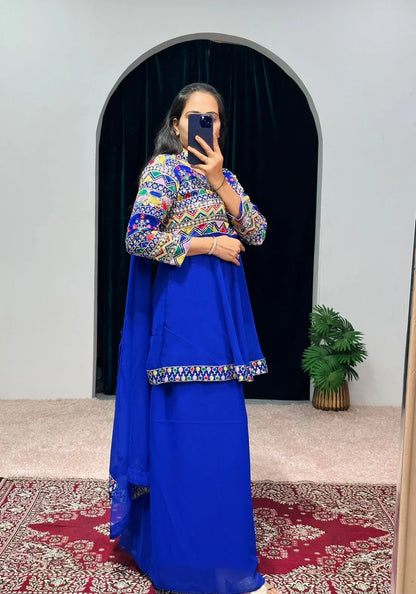 Beautiful Designer 3 Pc Indo Western Sharara Plazzo