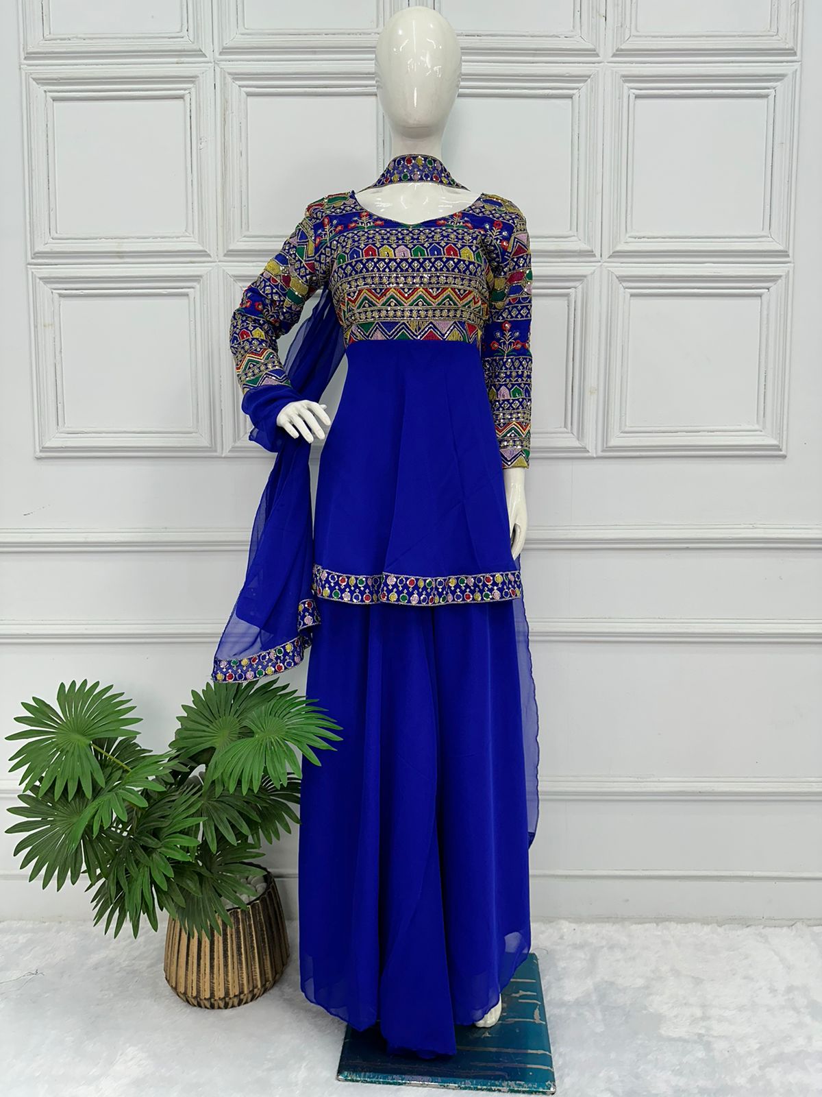 Beautiful Designer 3 Pc Indo Western Sharara Plazzo