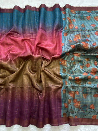 Beautiful Designer Summer Special Soft Tussar Silk Saree