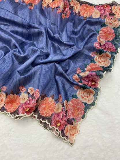 Beautiful Designer Summer Special Tussar Silk Saree