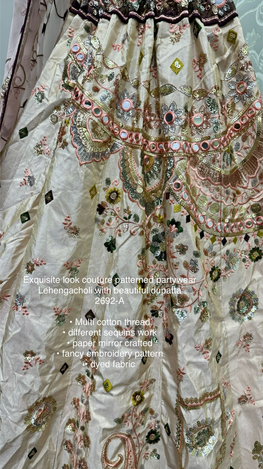 Beautiful Designer Bridal Pure Cotton Khatali Work Lehenga Choli